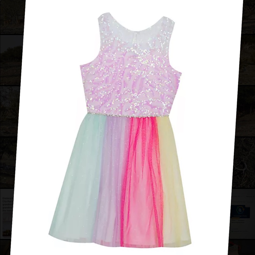 Rare Editions rainbow sequin a-line dress - Like New!